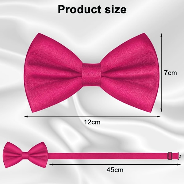 Sløyfe for menn, klassisk ensfarget sløyfe med klips for menn, sateng smoking sløyfe med klips, justerbar formell sløyfe for fest, bryllup Rose red