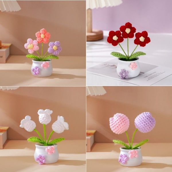 Heklet strikkede blomsterpotter Tulipanplanter i potte 7 7 7 7 7