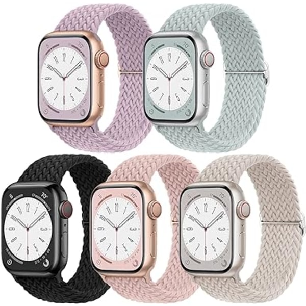 5 Pack Braided Compatible for Apple Watch Band 38mm 40mm 41mm 42mm 44mm 45mm 49mm for Women Men iWatch Series Ultra 8 SE 7 6 5 4 3