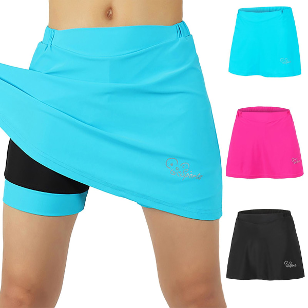 Kaesi Cykelshorts kjol Hög elasticitet Stötsäker Andas Print Yoga Shorts Kjol för träning Blue S