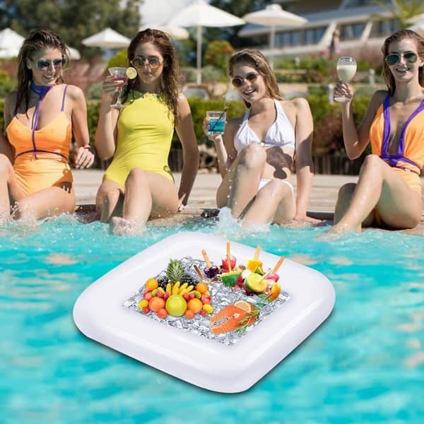 Oppustelig poolbar - Flydende drikkekøler til sommerfester - Drikkebakke til grillfester - Server