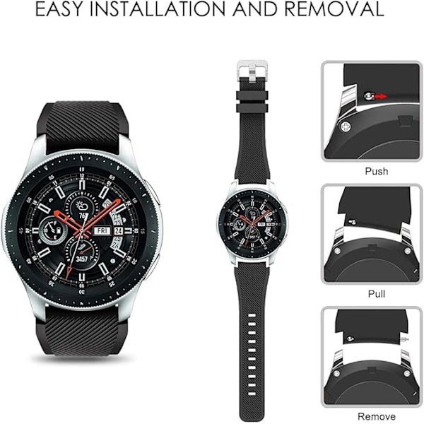 Rem for Gear S3 /Classic/Galaxy Watch 46mm/Galaxy Watch 3 45mm Rem 22mm Sport Silikon Armbåndsrem for.