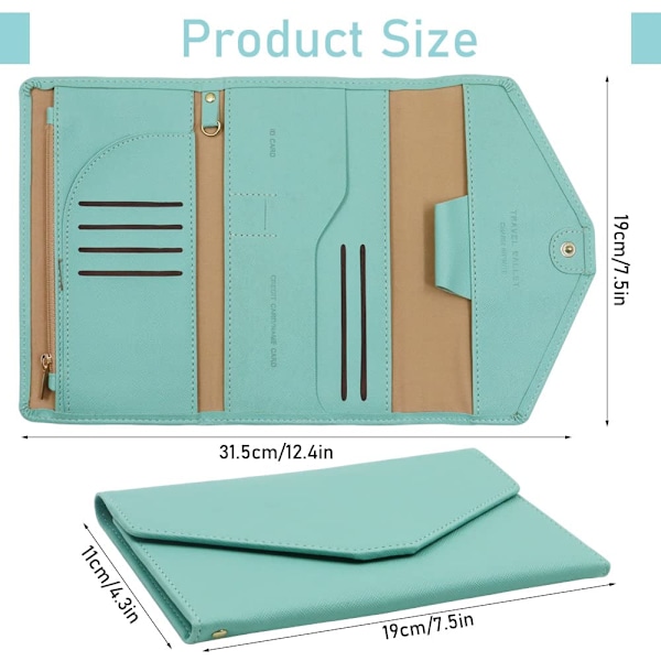 Multifunktionell reseplånbok, dokumentpassfodral (grön)