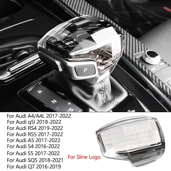 Ushilife Bil Kristall Växelspaksknopp Dekorationsskydd för Audi A4 A4L A5 A6 A6L A7 A8 Q5 Q5L Q8 S4 S5 Q7 C8-A för Sline Logo A For Sline Logo