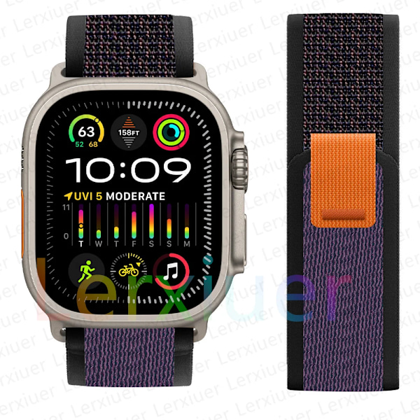 Trail-ranneke Apple Watch Ultra 2 -rannekkeille 49mm 44mm 45mm 40mm 41mm 38mm 42mm 45 44mm rannekoru iWatch sarja 8 9 7 6 5 3 see Musta jauhe Musta jauhe Black powder 42 44 45 49mm