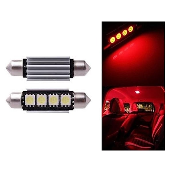 C5W Canbus 39mm Røde LED Pærer SV8.5 LED Pære Re Re Red 39mm Röd 2-pack