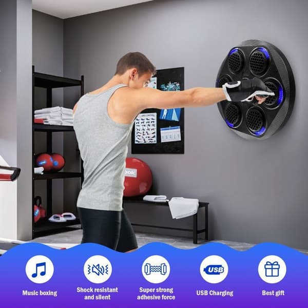 Boxningsmaskin, Smart LED Elektronisk Musikalisk Boxningsmål Väggmonterad Boxningsmål Stöder Bluetooth 15 Hastighetslägen