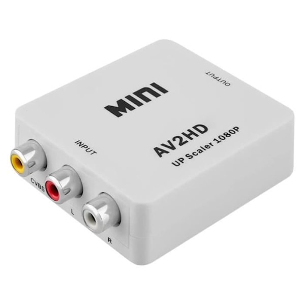 OCIODUAL AV-sovitin RCA - HDTV komposiittivideoääni 1080p valkoinen konsoleille TV-peleille AV2HDTV-muunnin Full HD