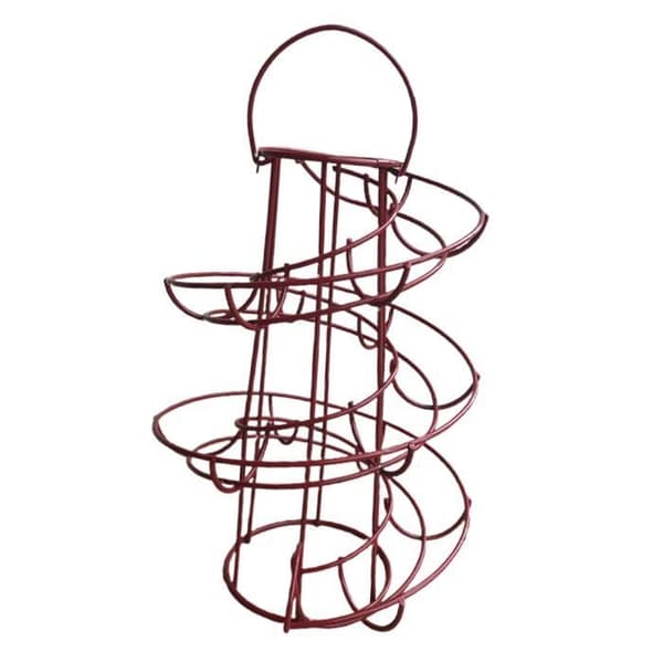 Moderne Spiral Æggerulleholder Pladsbesparende til 24 Æg (Rød)