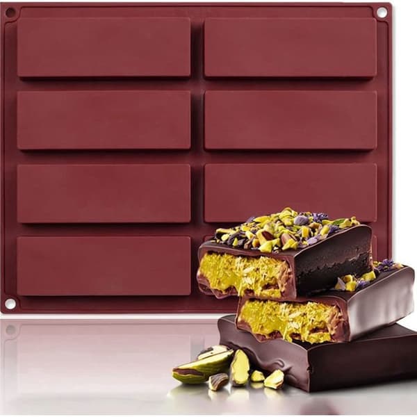 2 stk. dyb rektangulær silikone chokoladeform, müslibarform, chokoladeform til