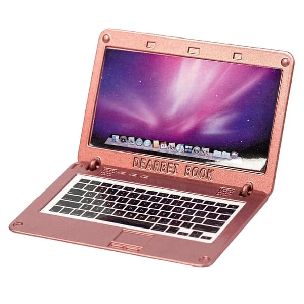 Dockskåp Laptop Tablet Dockskåp Leksak Scen Simulering Notebook för Sovrum Rose Gold