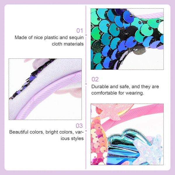kpl Lasten Tiara Tyttöjen Hiuspanta Merenneito Hiuspanta Merenneito Hiuspanta Paljetti Päähine Merenneito Syntymäpäivä (FMY) Lajitelma Väri Assorted Color 14X12X1CM