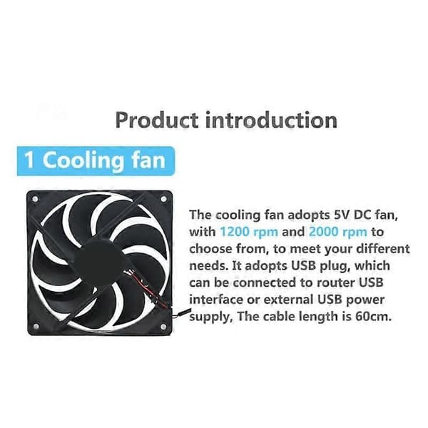 12 cm køleventilator DC 5V USB-strøm Støjsvag ventilator til router