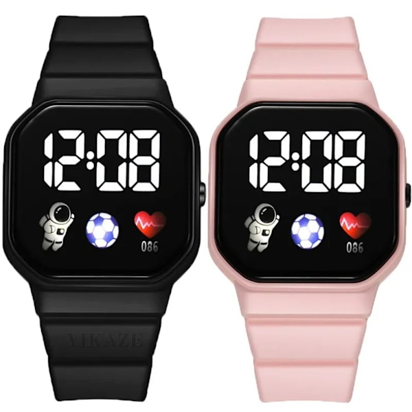 LED Digital Klokke Barn Rosa Pink