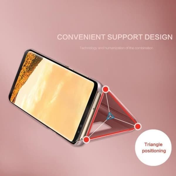 Samsung Galaxy A10 SM-A105F Clear View Flip-deksel med stativfunksjon - Rosegull