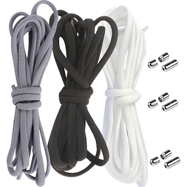 Pairs No Tie Elastic Shoelaces - Metal Buckle Shoelaces for Adults and Children's Shoes