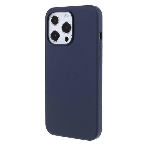 Kompatibel med iPhone 15 Pro etui solid silikone stødsikker telefonbagside DarkBlue