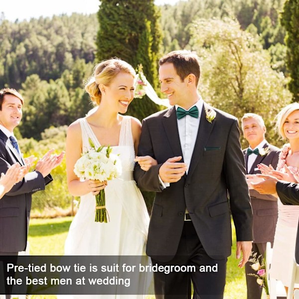 Sløyfe for menn, Klassisk ensfarget sløyfe for menn, Satin Tux sløyfe, Justerbar formell sløyfe for fest, bryllup 3pcs-DARK GREEN