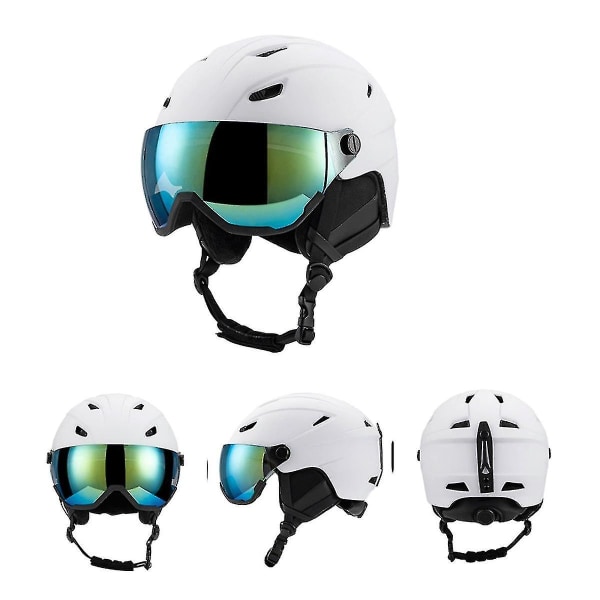 Skidhjälm med skidglasögon, snowboardhjälm och 2-i-1 set WHITE L