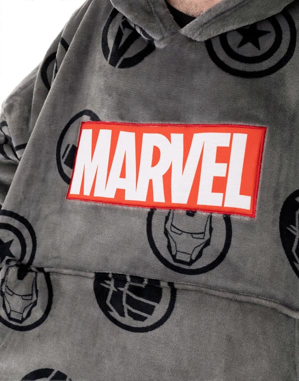 Marvel Herre Tæppe Hættetrøje Grå Logo - Grey One Size