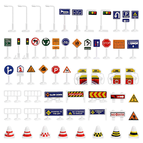 56 pcs Play traffic signs Street road signs Road signal toys for children