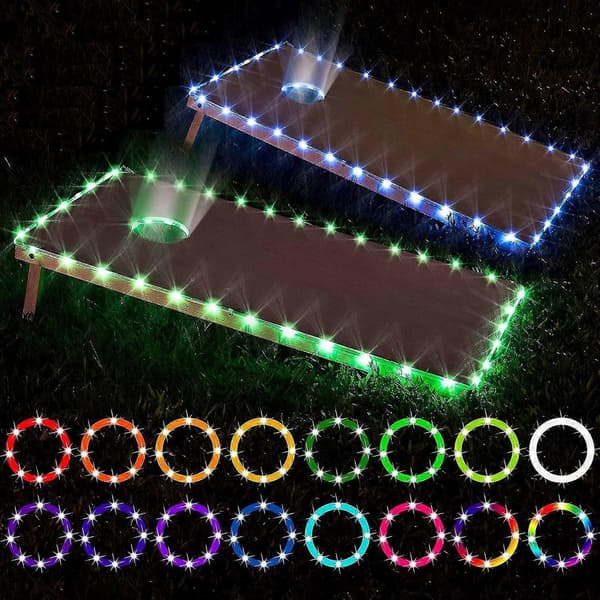 LED Cornhole-lys, fjernkontroll Cornhole-brettkant og ring LED L-