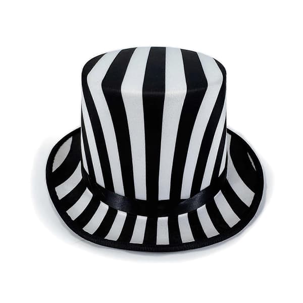 Sort Hvid Tema Tryllekunstnerhat Åndbart Bomuldsmateriale Ideel Til Cosplay Kostumer Black and white stri