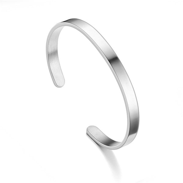 Titanium Open Cuff Stainless Steel C Bracelet for Men and Women (Silver)