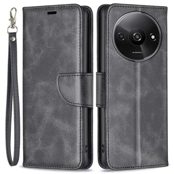 För Xiaomi Redmi A3 Case Cover Justerbar Stand View Folio Flip Cover - Svart Black