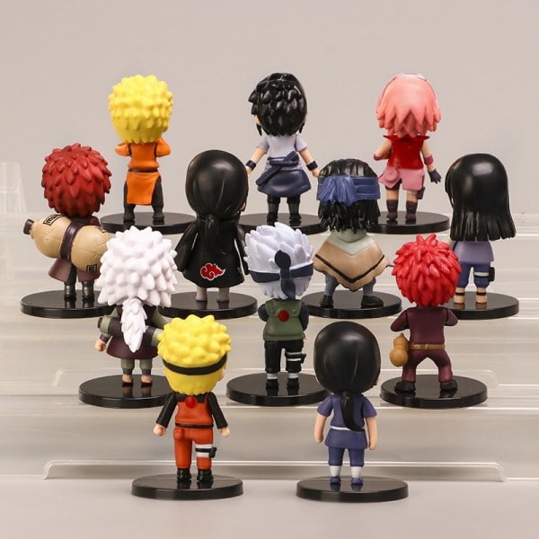 12-pack Naruto Anime Shippuden Hinata Sasuke Itachi Kakashi Gaara Jiraiya Sakura Q-version PVC-figurer Leksaker Dockor Barnpresent