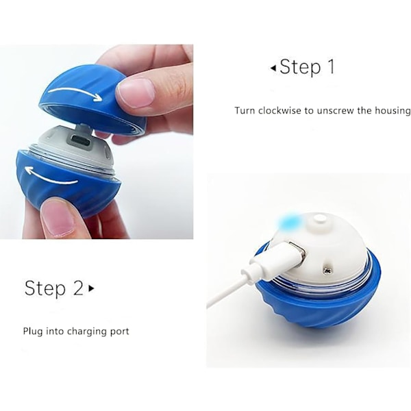 Interaktiv Hundboll, Automatisk Rullande Studsboll för Hundar, USB Uppladdningsbar Automatisk Rullande Bolleksak Interaktiv och Smart (Blå)