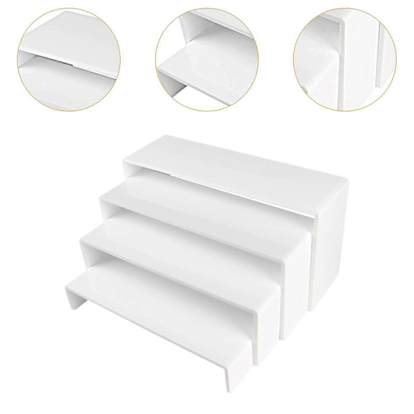 4x Akryl Display Riser Showcase Buffé Riser för Samlingar Parfym Ringar