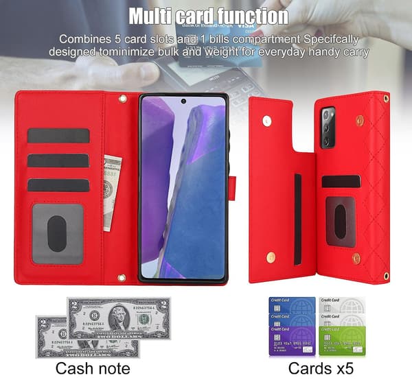 Rombinen nahkakotelo Samsung Galaxy Note20:lle Red