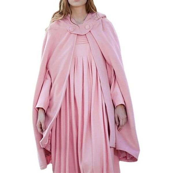 Kvinnlig Huvad Kappa Poncho Jacka Baggy Casual Ytterkläder Vinter Rosa XL pink xl