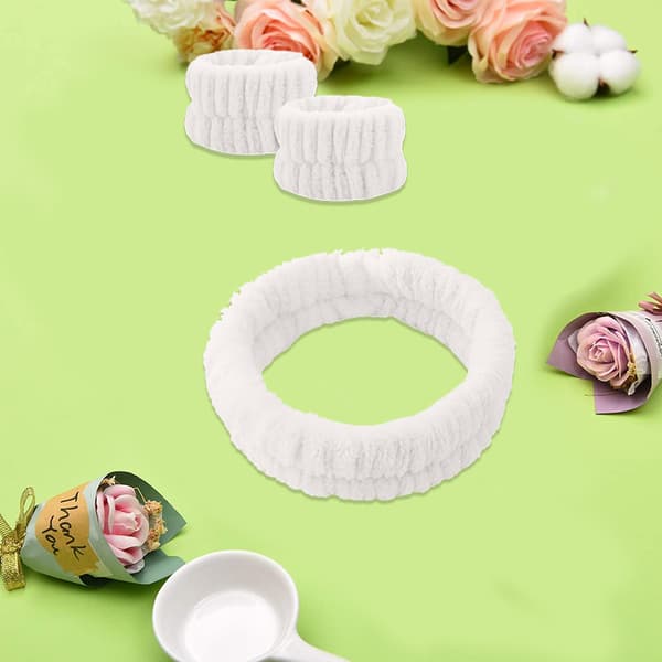 3-pakning Gjenbrukbart Spa Hodebånd & Armbåndsett