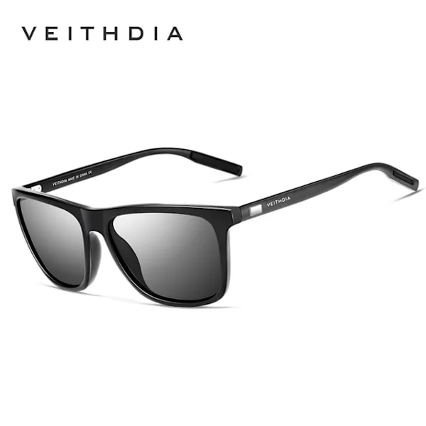VEITHDIA Solbriller Unisex Retro Aluminium+TR90 Solbriller Polarisert Linse Vintage Briller Solbriller For Menn/Kvinner 6108 svart black Paper box and cloth