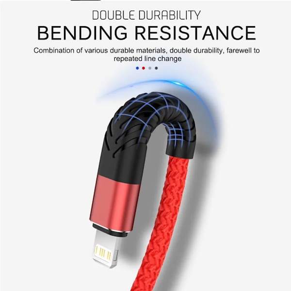 USB-kabel for iPhone 11 12 13 14 Pro X XS Max 6 7 8 Plus SE Apple iPad Hurtigladekabel Original Mobil Lader Datakabel Svart black 3 m