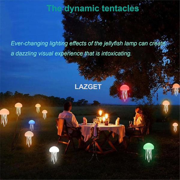 Jellyflow Lampe, Oppladbar Flytende Manetlampe, LED Bærbar RGB Gradient Manetlampe Stemmestyring