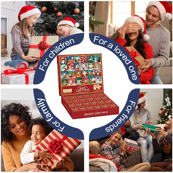 2024 Jigsaw-adventskalender, 24 bokser 1008 brikker 2024 Jigsaw-adventskalender, 24 dagers adventsnedtelling for voksne barn