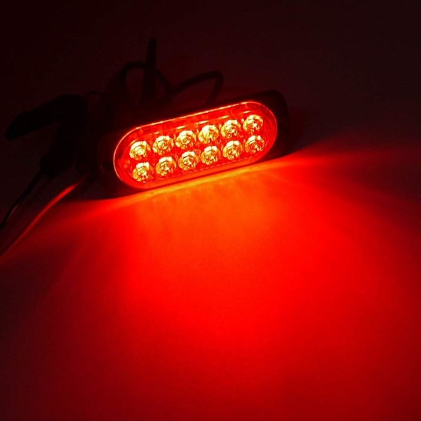 Super Lysstærk Rød 12-LED 12-24V Bil Lastbil Advarsel Alarm Nød Byggeri Vandtæt Blinkende Advarsels Stroboskop Kofanger Grill Baglygte Arbejdslys 12 LED Red
