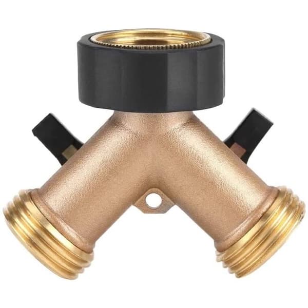 Dobbelkranfeste - Kranadapter - Messing - 3/4\" - Hagestoppventil