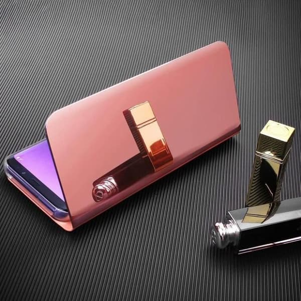 Samsung Galaxy A10 SM-A105F Clear View Flip-deksel med stativfunksjon - Rosegull