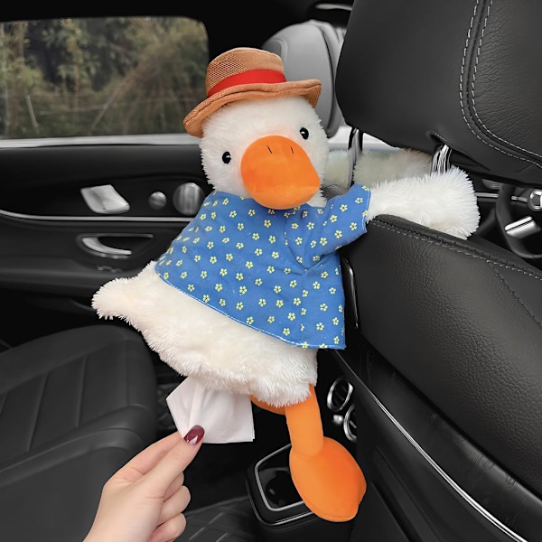 Plush Car Tissue Holder Car Tissue Box Cute Duck Back Car Tissue Dispenser Creative Animal Car Tissue Holder