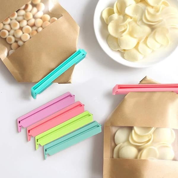24 stk. plastlukkeklips, matposeklips, 4 farger snacksklips, forseglingsklips for E