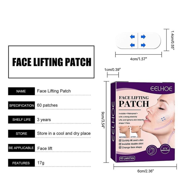 10-100 st/ set Face Lift Patch V-formad Face Chin Shaping Tunna Face Stickers Osynlig Vattentät 60pcs