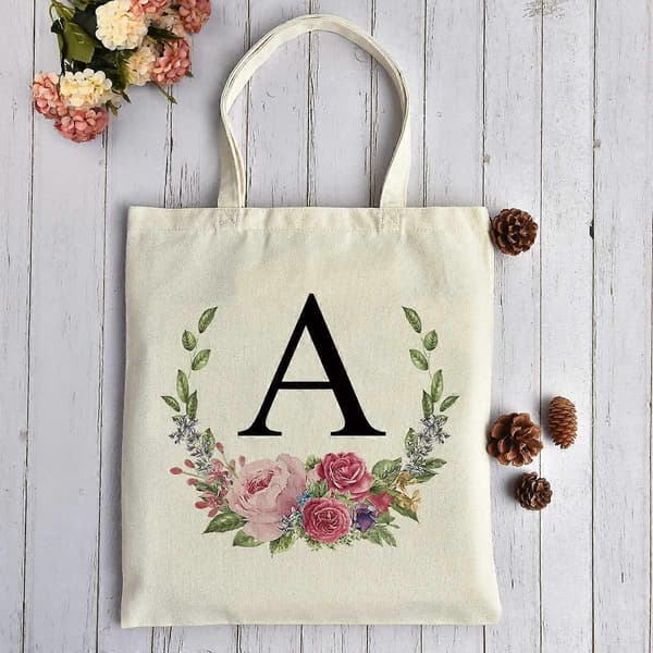 Personlige blomster-initial muleposer til kvinder, bogstav A lærred T