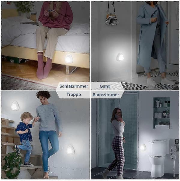 2-pack nattlampa för barn med rörelsesensor, magnetisk bas, batteridriven, kallvit LED