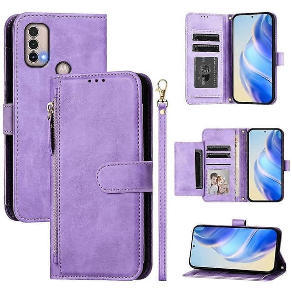 PU Læder Etui Til Motorola Moto E40 / E30 / E20 Purple