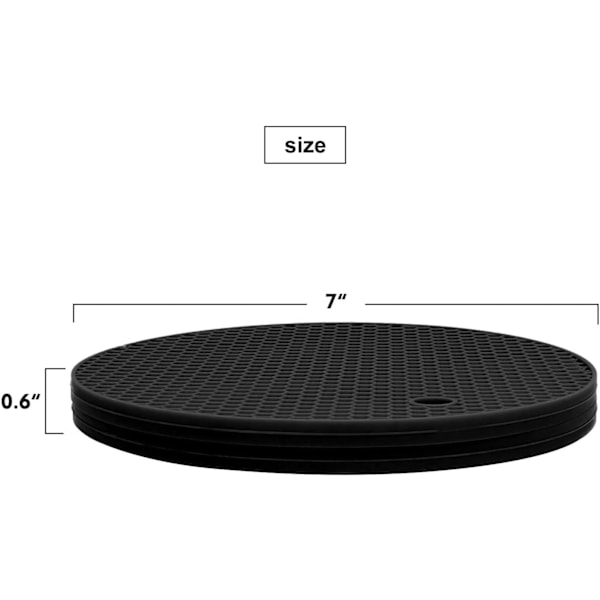 Ekstra tykke silikoneunderlag, sæt med 2, runde skridsikre grydeunderlag og gummi-ovnvanter, fleksible varmebestandige underlag op til 464°F (2 x sort)