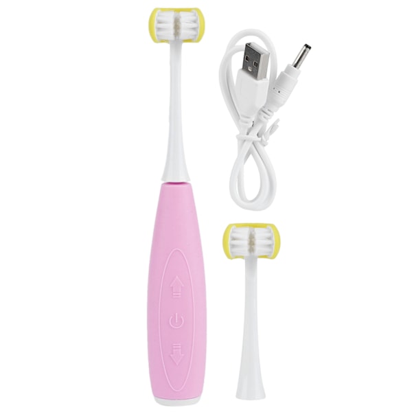 3-Sided Electric Toothbrush for Kids, Sonic Intelligent USB Rechargeable Toothbrush, Pink